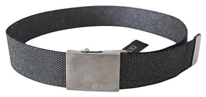Black Silver Metal Brushed Buckle Waist Belt