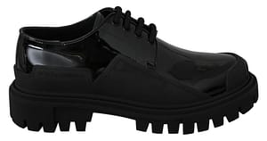 Dolce & Gabbana Black Leather Platform Broques Shoes