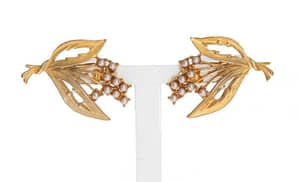Dolce & Gabbana Gold Floral Leaves Clip On Earrings