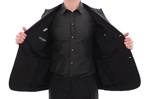 Black Three Button Slim Fit Blazer Jacket