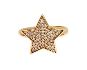 Nialaya Star Gold 925 Silver Womens Clear Ring