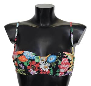 Dolce & Gabbana Multicolor Floral Print Swimwear Bikini Tops