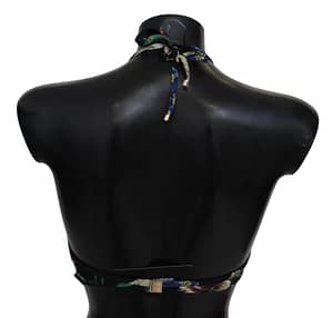 Black Floral Print Nylon Swimwear Bikini Tops