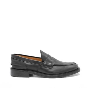 Saxone of Scotland Black Calf Leather Mens Loafers Shoes
