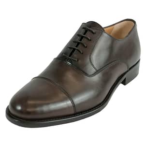 Dark Brown Leather Mens Laced Oxford Shoes