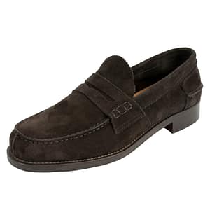 Saxone of Scotland Dark Brown Suede Mens Loafers Shoes