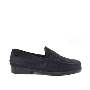 Saxone of Scotland Navy Blue Suede Mens Loafers Shoes