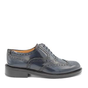 Saxone of Scotland Blue Spazzolato Leather Mens Laced Full Brogue Shoes