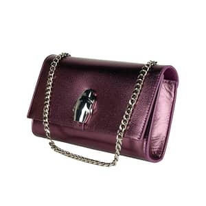 Purple Calf Leather Small Shoulder Bag