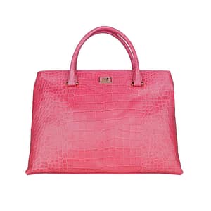 Cavalli Class Pink Calf Leather Snake Texture Handbag