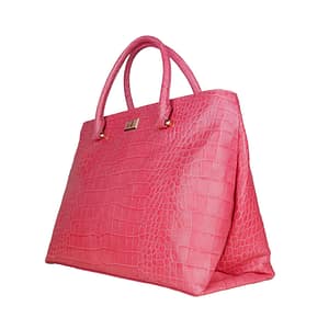 Pink Calf Leather Snake Texture Handbag