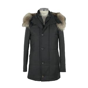 Loro Piana Tessuto Grey Wool Hooded Jacket Coat