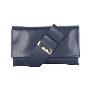 Blumarine Navy Blue Leather Clutch Shoulder Bag