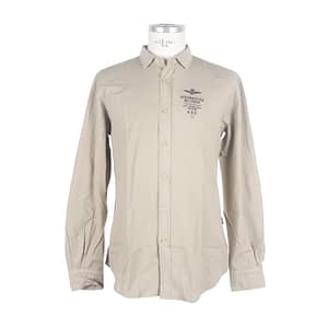 Aeronautica Militare Beige Cotton Regular Fit Shirt