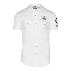 Aeronautica Militare White Cotton Short Sleeve Shirt
