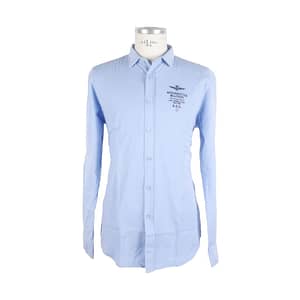 Aeronautica Militare Light Blue Cotton Long Sleeve Shirt