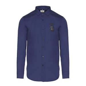 Aeronautica Militare Blue Cotton Long Sleeve Slim Fit Shirt