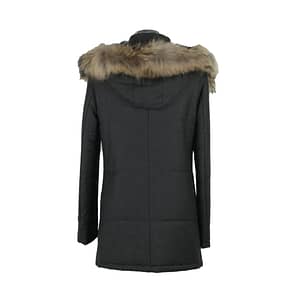 Grey Wool Hooded Jacket Coat