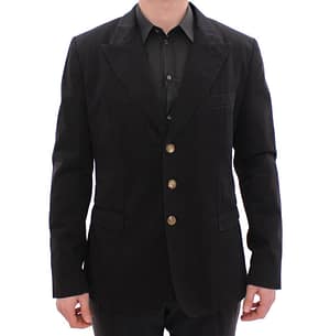 Dolce & Gabbana Black Three Button Slim Fit Blazer Jacket