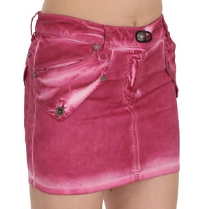 Pink Cotton Stretch Casual Mini Skirt