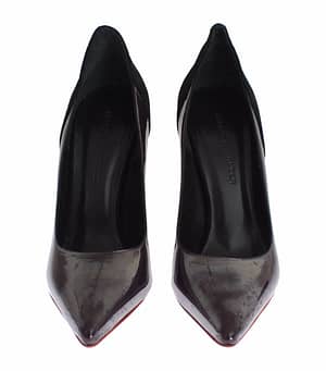 Cédric Charlier Gray Black Leather Suede Heels Pumps Shoes