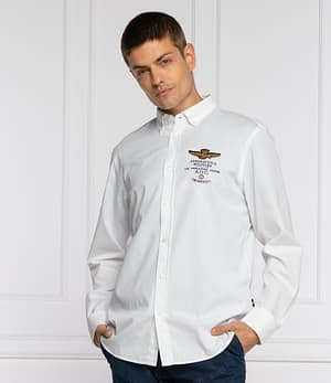 Aeronautica Militare White Cotton Long Sleeved Shirt