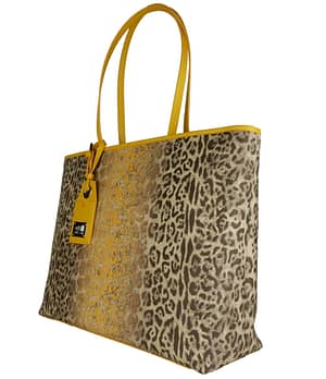 Yellow Leopard Shopping Handbag