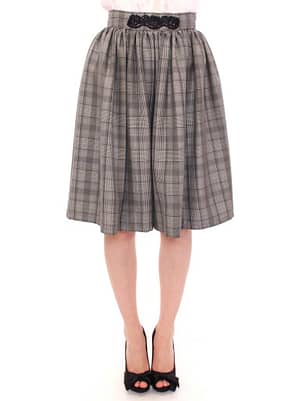 NOEMI ALEMÁN Gray Checkered Wool Shorts Skirt
