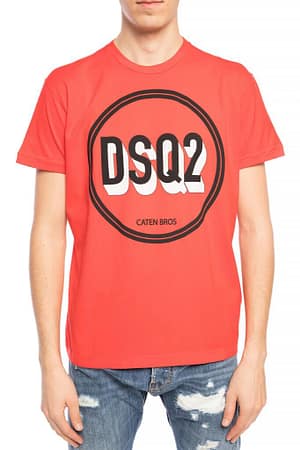 Dsquared2 Red Cotton Logo Print T-shirt