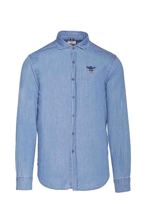 Aeronautica Militare Light Blue Cotton Denim Long Sleeve Shirt