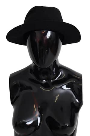 Dolce & Gabbana Black Rabbit Skin Wide Brim Fedora Cap Hat