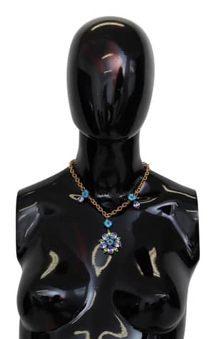 Dolce & Gabbana Multicolor Crystals Flower Gold Brass Chocker Necklace