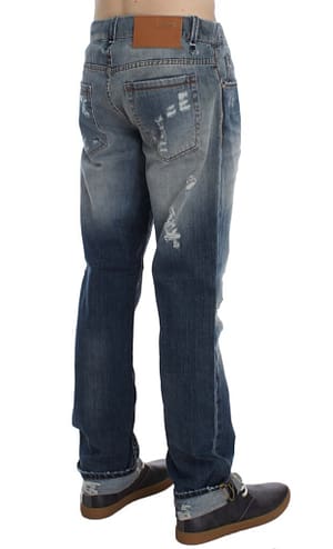 Acht Blue Wash Torn Cotton Stretch Regular Fit Jeans