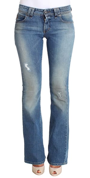 John Galliano Blue Wash Cotton Stretch Flare Bootcut Jeans