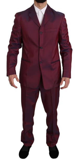 Romeo Gigli Two Piece 3 Button Bordeaux Patterned Suit