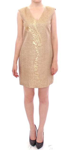 Arzu Kaprol Gold Sleeveless Shift Mini Dress