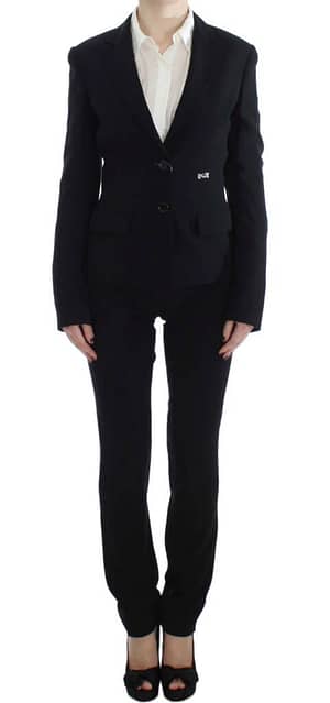 Exte Black Two Button Suit
