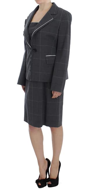 Gray Stretch Sheath Dress Suit Set
