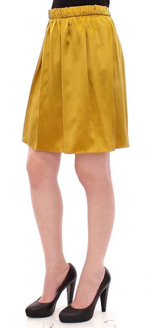 Gold Silk Solid Mini A-Line Skirt