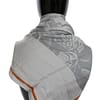 Gray Orange Silk Floral Foulard Wrap Scarf