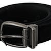 Dolce & Gabbana Black Velvet Leather Silver Oval Buckle Belt
