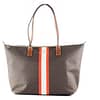 Michael Kors Travel Large Leather Stripe Top Zip Tote Handbag Shoulder Bag (Tangerine Multi)