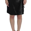 Exte Black Wool Silk Above Knee Straight Skirt