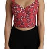 Dolce & Gabbana Pink Floral Brocade Cropped Blouse Tank Top