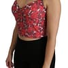 Pink Floral Brocade Cropped Blouse Tank Top
