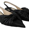 Annabell Black Leather Flat Shoes