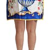 White Flower Vase High Waist Mini Skirt Silk