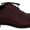 Dolce & Gabbana Red Bordeaux Leather Derby Formal Shoes