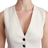 White Waistcoat Sleeveless Wool Top Vest