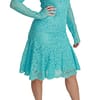 Blue Lace Knee Length Sheath Cotton Dress
